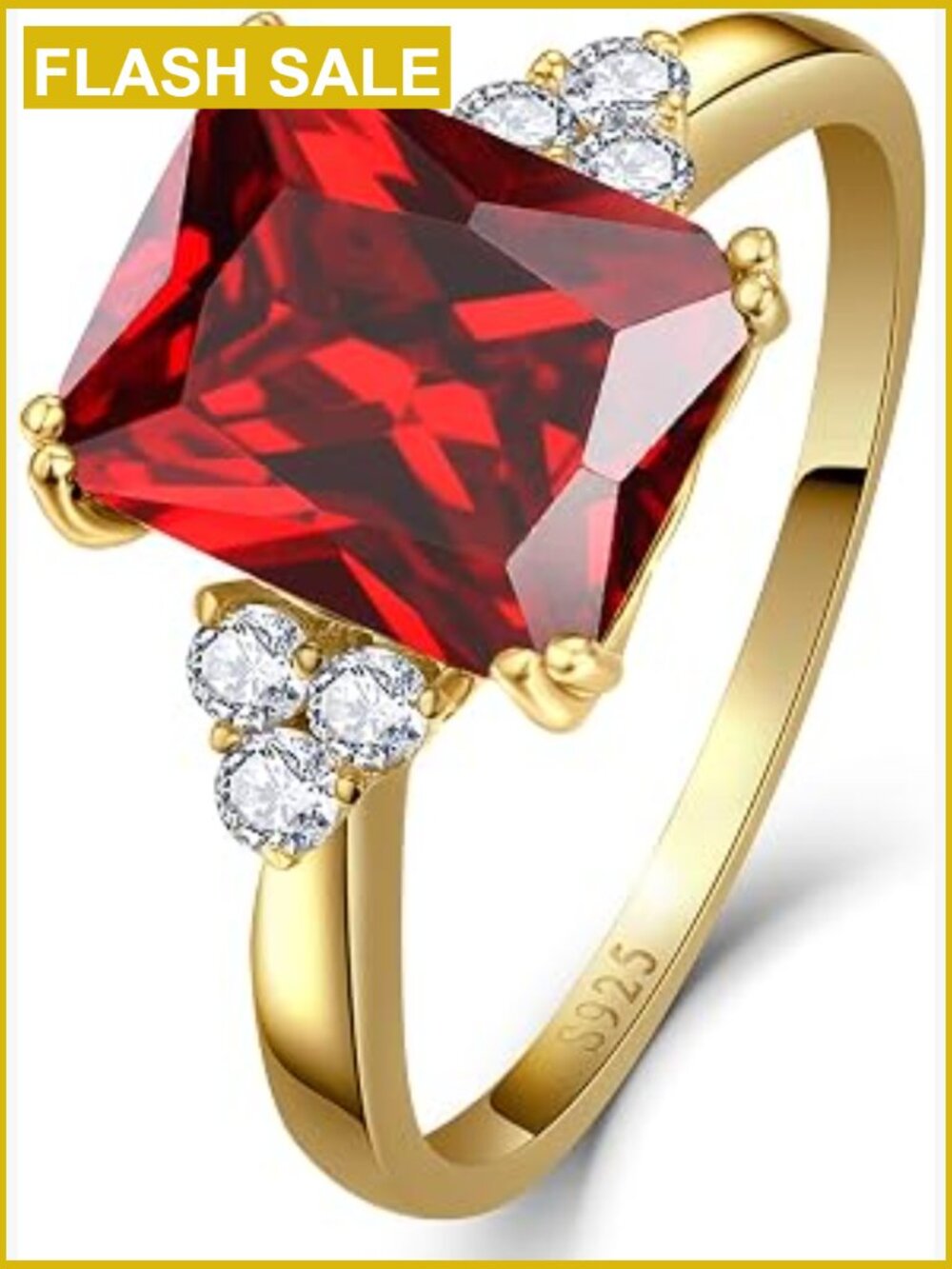 925 Sterling Silver Radiant Cut CZ Engagement Ring - 3.5CT - Size 5-10
